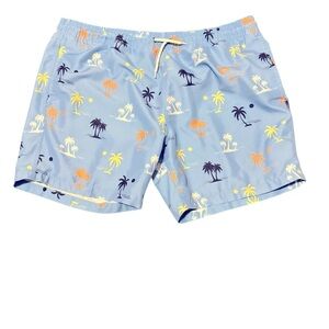 Men’s Trunks Surf and Swim Co Swim Trunks Beachwear Palm Trees Blue Tropical XL